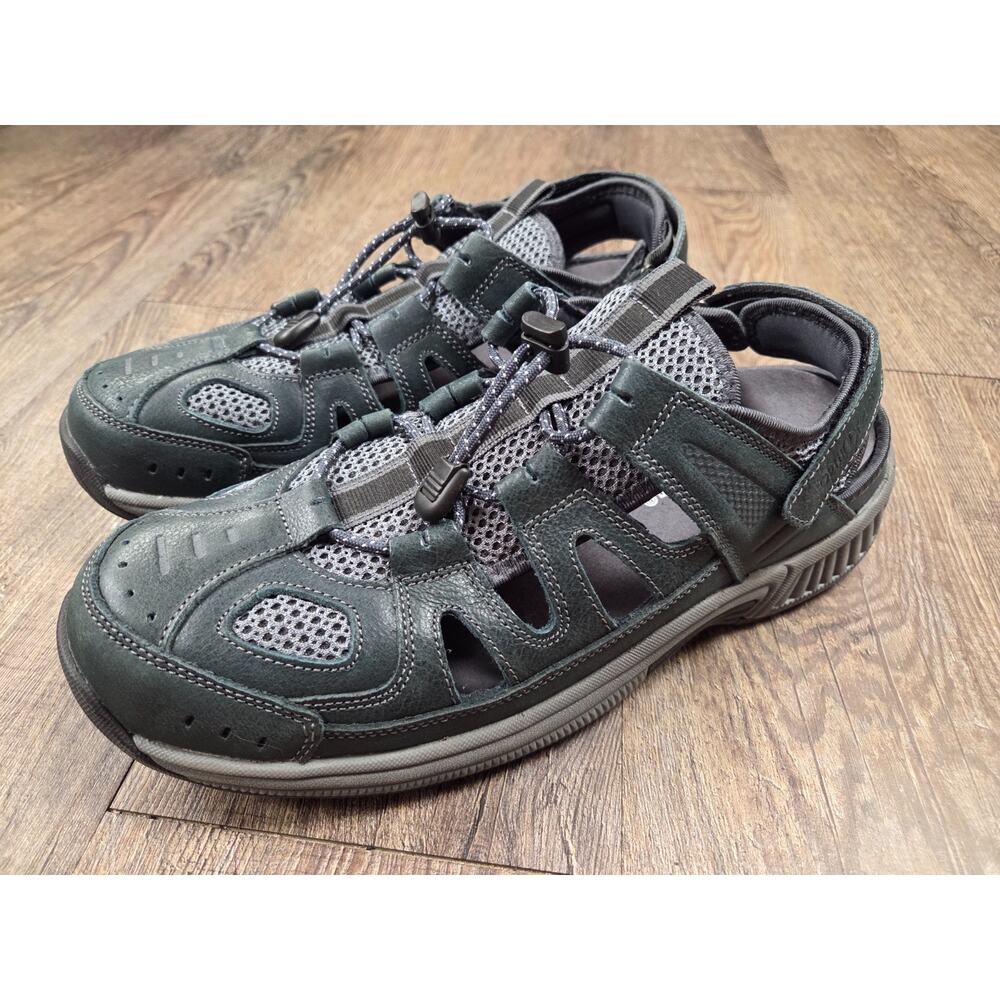 Orthofeet Men's 10D Gray Green Diabetic Comfort Shoes Sandals Fisherman